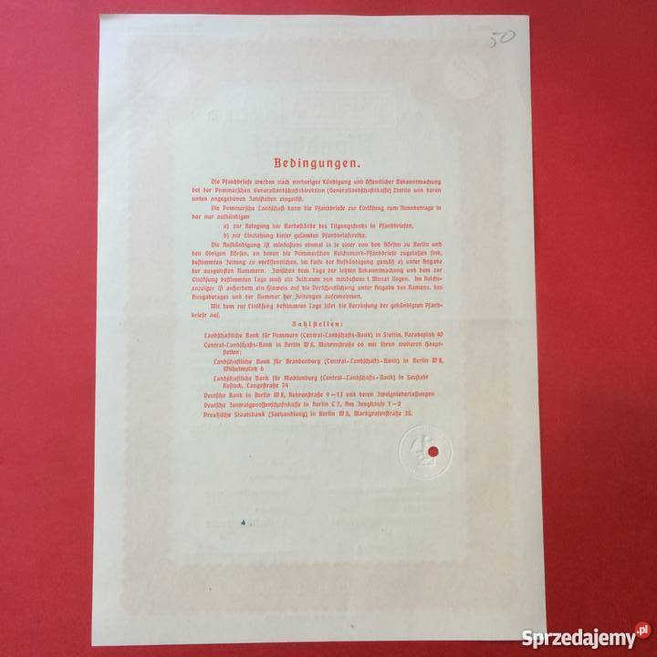 27 Papiery wartościowe 2000 reichsmark Szczecin sprzedam