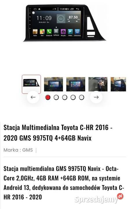 TOYOTA CHR 2016 2020 Radionawigacja Gdynia