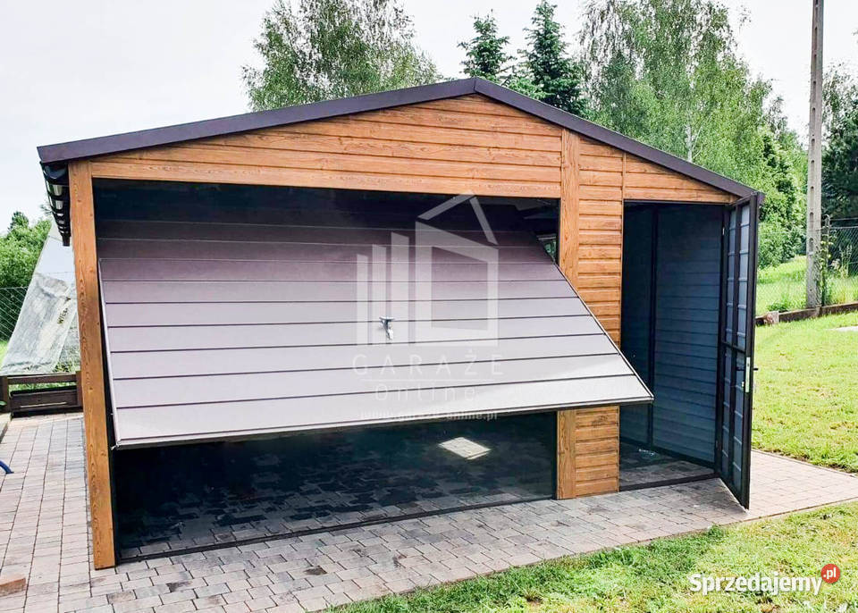 GARAŻ BLASZANY 45m x 6m blachodachówka drzwi Gdów
