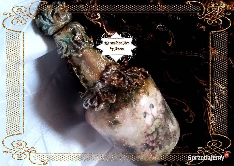 Butelka ozdobna na prezent rękodzieło decoupage Warszawa sprzedam