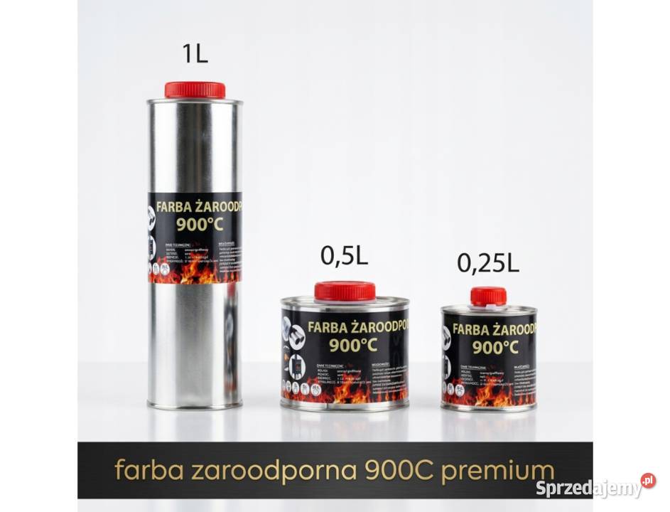 FARBA LAKIER ŻAROODPORNA DO KOMINKÓW 20L TRWAŁA