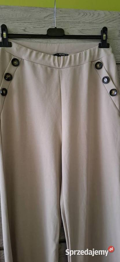 Spodnie szerokie nogawki 46 brązowy/beżowy Kraków