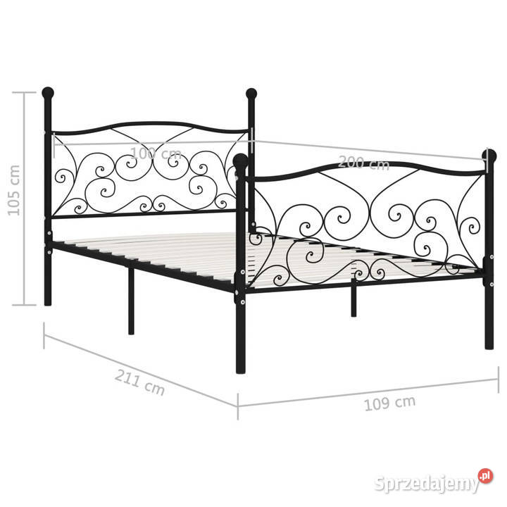Łóżko Metalowe Czarne Rama Łóżka Ze Stelażem 100 211cm mazowieckie sprzedam
