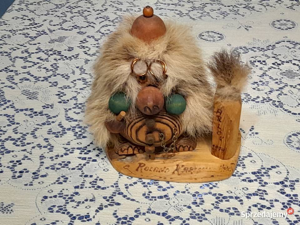 Vintage Drewniany szwedzki Troll figurka Iłża