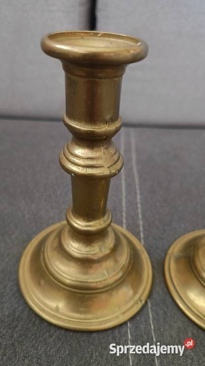 Dwa mosiężne świeczniki Świeczniki Piła