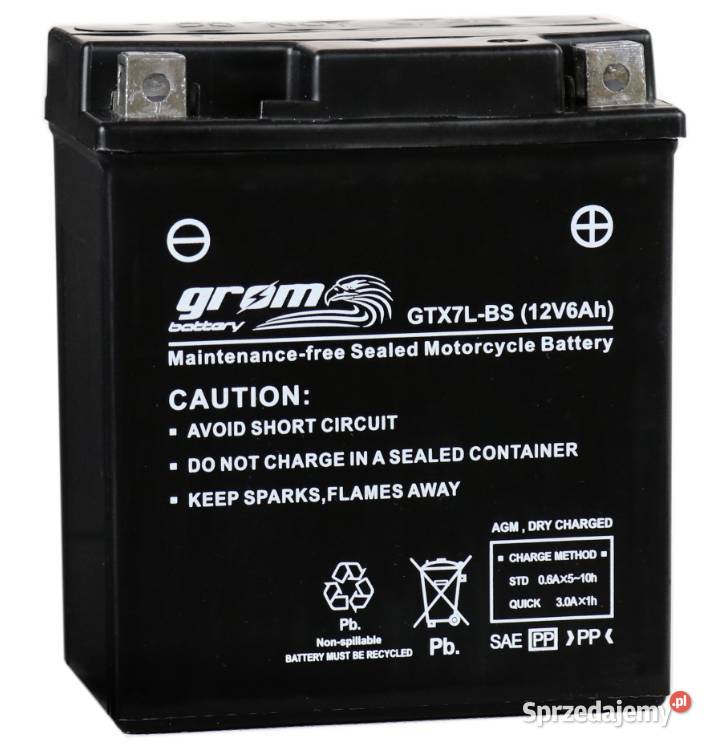 Akumulator motocyklowy 12V 6Ah 120A GROM GTX7LBS Akumulatory motocyklowe Kościerzyna