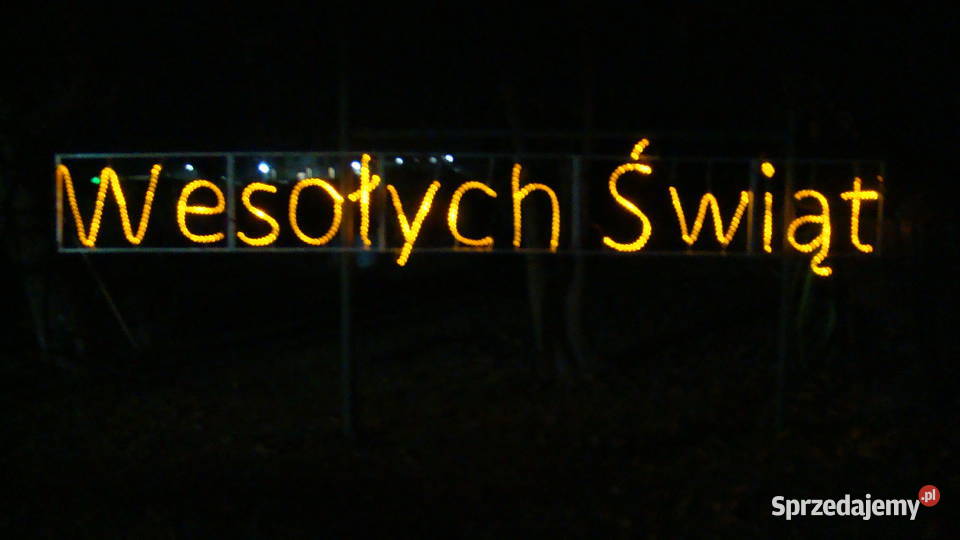 NAPIS WESOŁYCH ŚWIĄT LED 2D W RAMCE Gdów