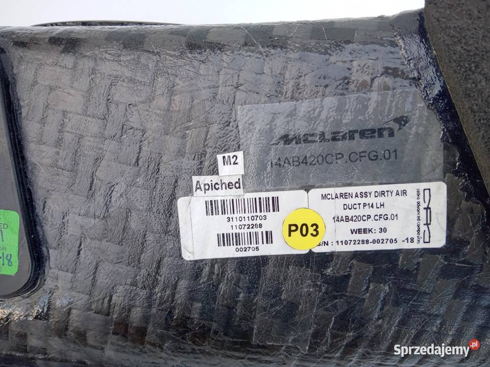 KRATKA WLOT POWIETRZA LEWY MCLAREN 720S 765LT Ogrzewanie, wentylacja i klimatyzacja wielkopolskie Nowy Tomyśl