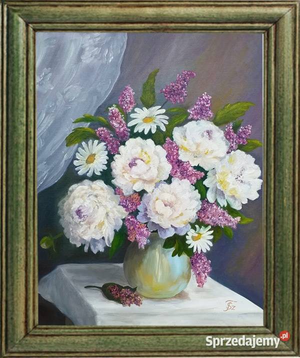 Obraz olejny Białe piwonie Lublin