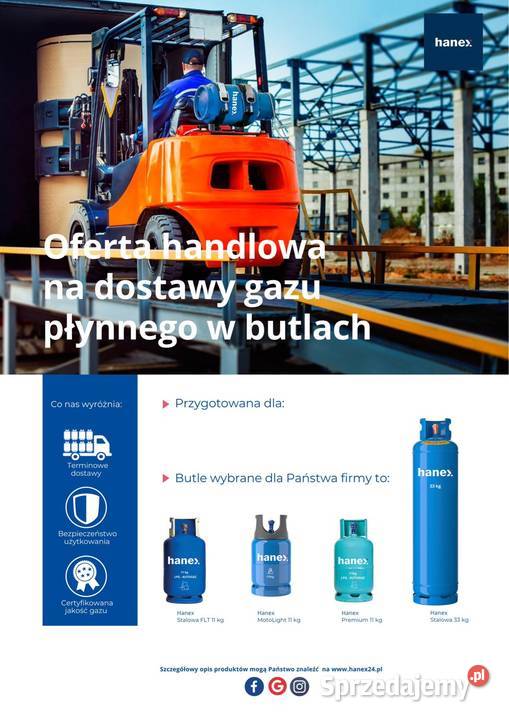 BUTLE GAZOWE DO WÓZKÓW WIDŁOWYCH BUTLA GAZOWA