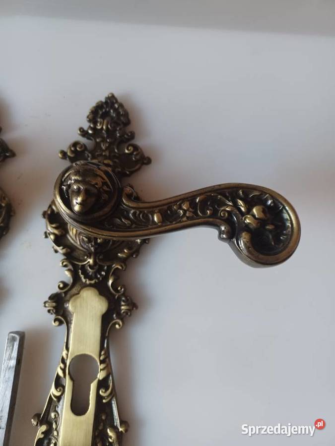Komplet pałacowych klamek i szyldów Mosiądz Poznań