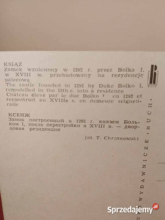 Zamek Książ Pocztówka z 1965 roku Wałbrzych
