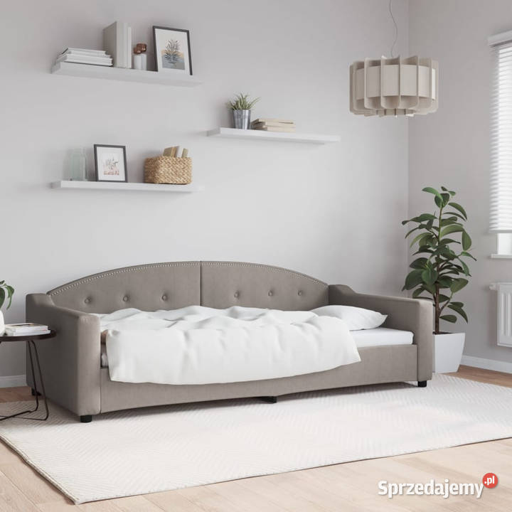 Sofa z funkcją spania kolor taupe obita tkaniną sprzedam