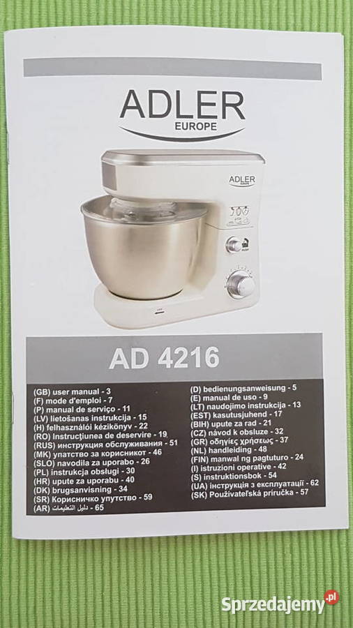 robot kuchenny planetarny 1000W Adler nowy Dargikowo