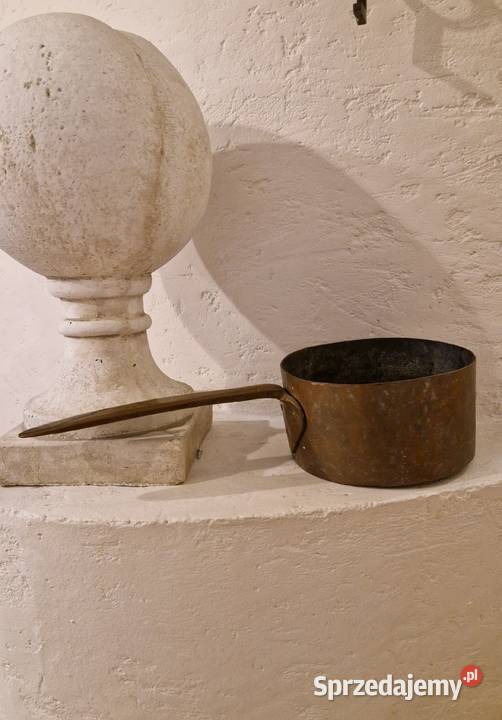 Stary RONDEL GARNEK z rączką z metalumosiądz