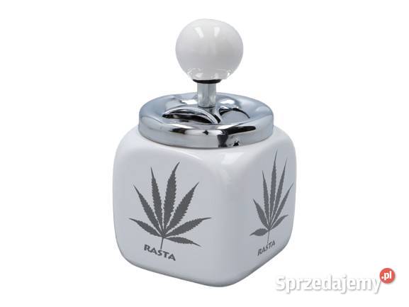 Biała Popielniczka W Stylu Rasta Z Nadrukiem sprzedam