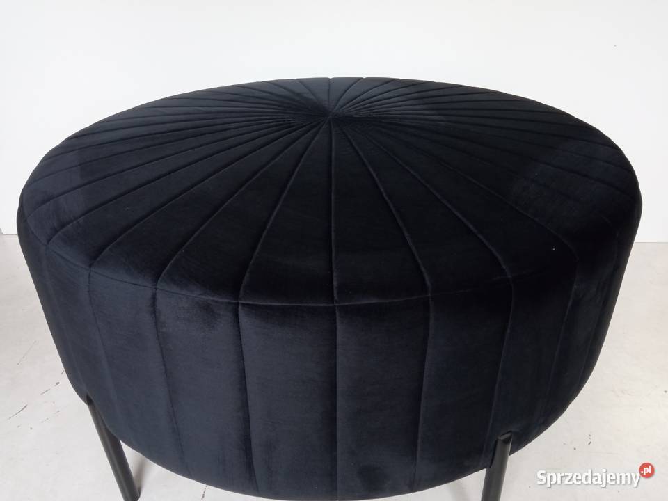 Ławka pufa okrągła welurowa czarna proste Fotele i pufy Poznań