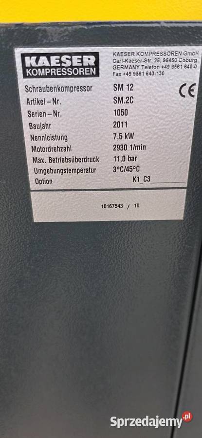 Kompresor śrubowy Kaeser SM1211 Bar 75 kW dolnośląskie