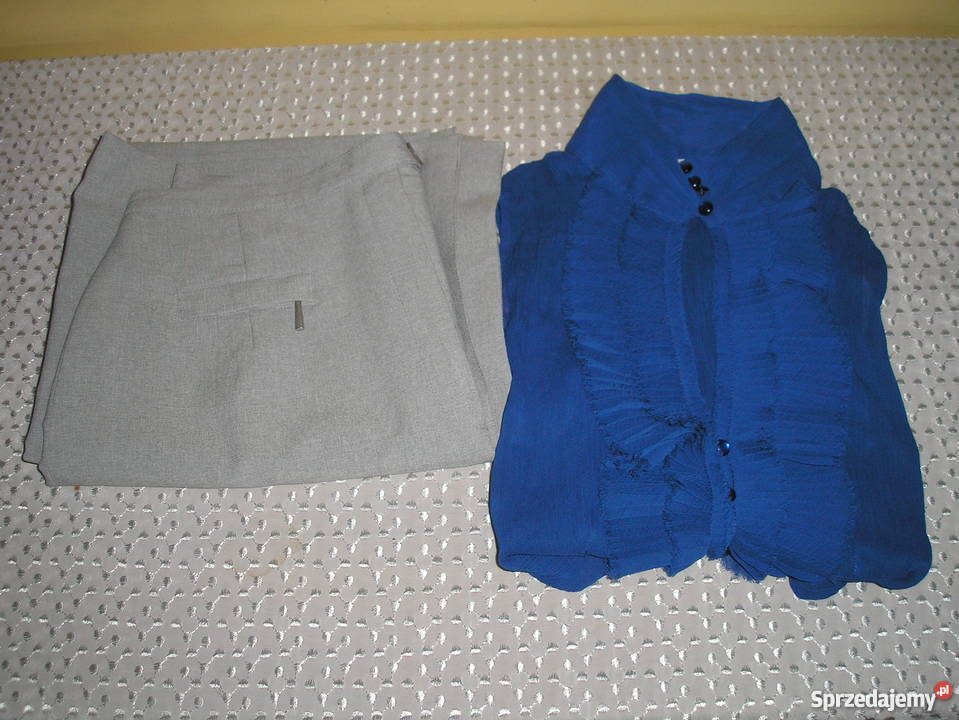 popielata maxi spódnica 38 bluzka kobalt Słupsk