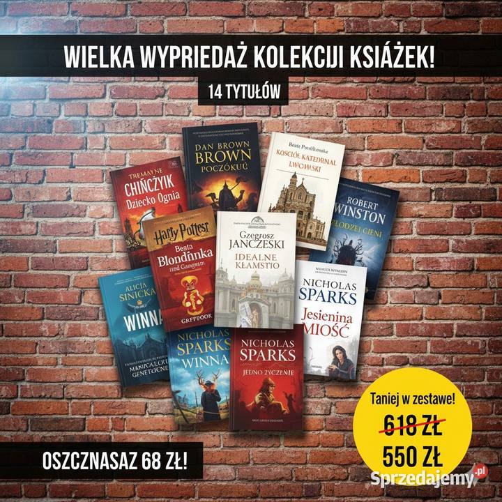 wielka wyprzedaż kolekcji książek 14 tytułów Bydgoszcz