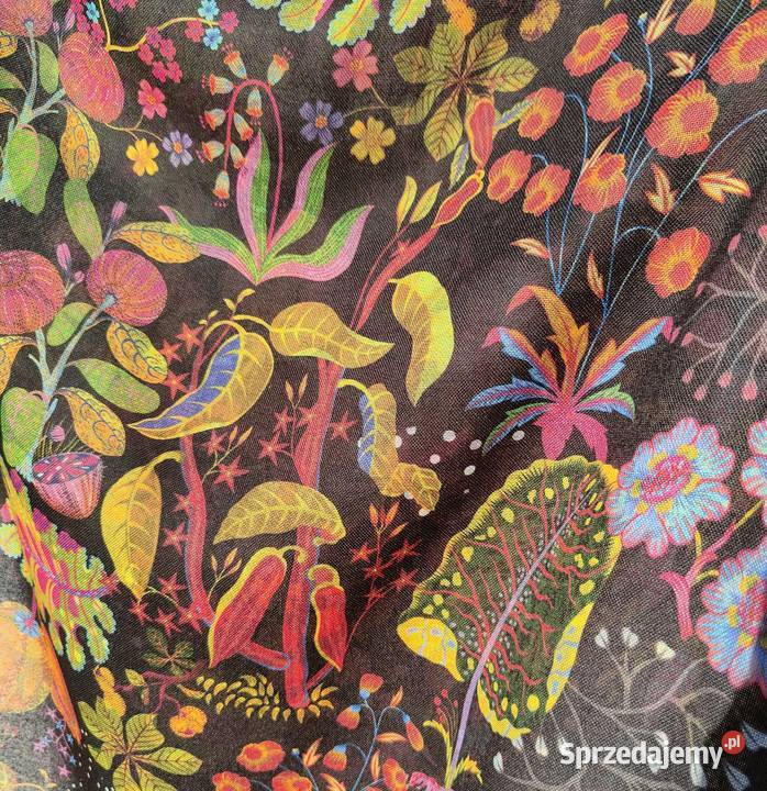 Duży szal pashmina chusta czarny kolorowy wzór sprzedam