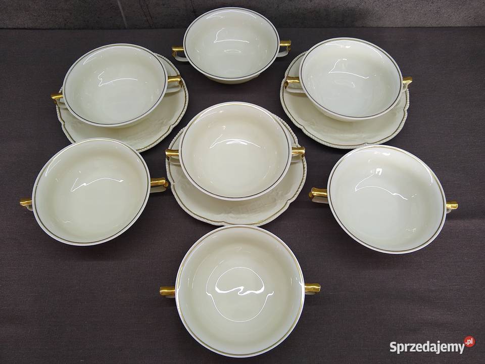 Bulionówki z podstawką Rosenthal Sanssouci ecru Porcelana i szkło Kalisz