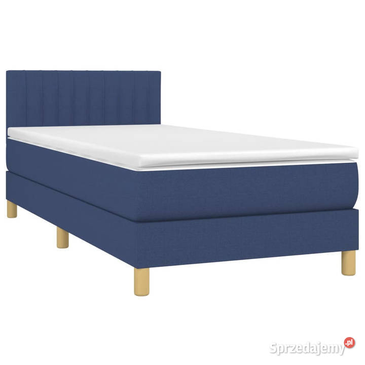 Łóżko kontynentalne z materacem niebieskie 88cm