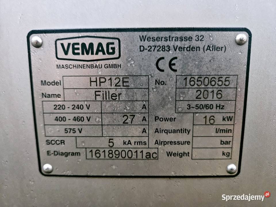 Vemag HP12E LPG 209 AH212 Linia do produkcji Krotoszyn sprzedam