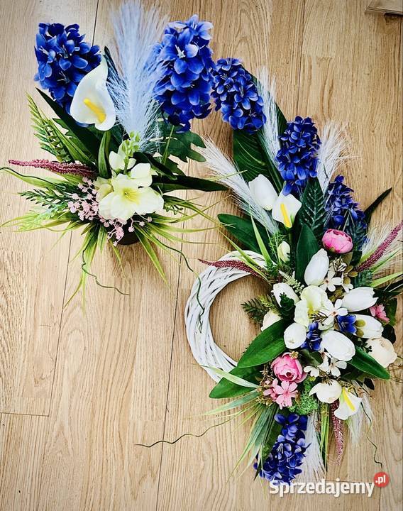 Dekoracja nagrobna na wiklinowym wianku handmade Przysucha