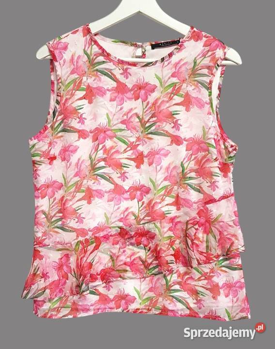 Bluzka różowa kwiaty na ramiączkach Mohito 36S Rozmiar 36(S)