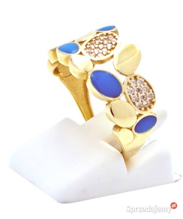 Pierścionek r12 Złoty pr333 obrączkowy z emalią wielkopolskie Poznań