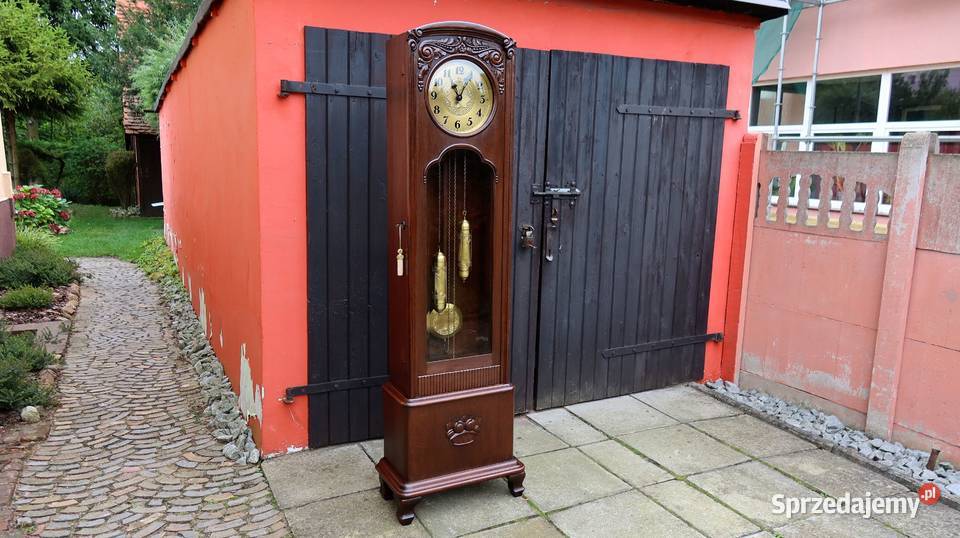 Unikatowy Stojący Dębowy Zegar Chłop Ajk Gong 8 Antyki Ziębice