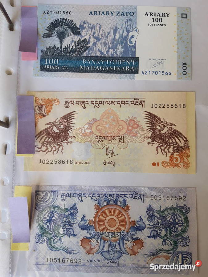 Banknot kolekcjonerski Bhutan Madagaskar śląskie Ruda Śląska