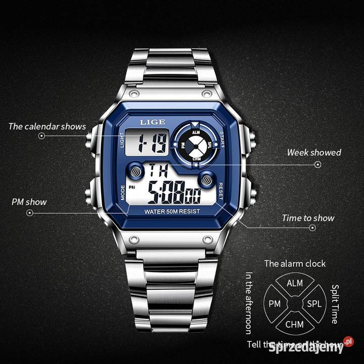 Zegarek elektroniczny męski w stylu Casio alarm Gorzów Wielkopolski