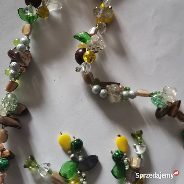 Naszyjnik kolczyki fluoryt agat smoczy szklo