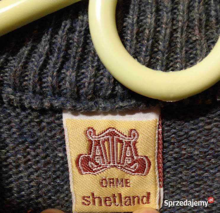 Sweter z wełny szetlandzkiej niebieski z białym Rozmiar XL Warszawa
