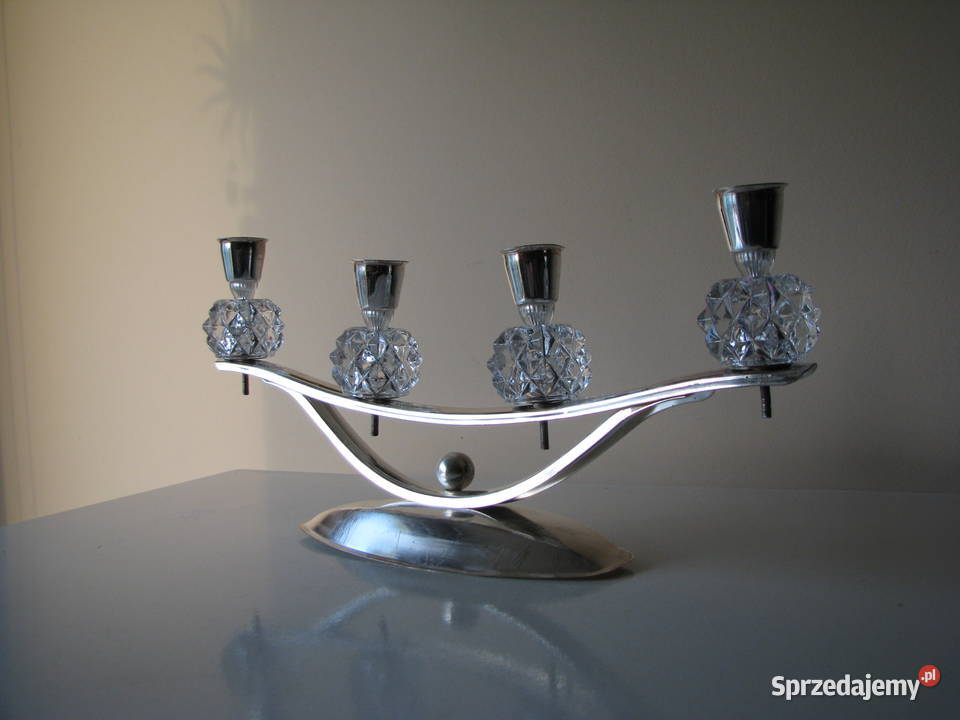 Stary stylowy srebrny świecznik na 4 świece małopolskie Brzegi