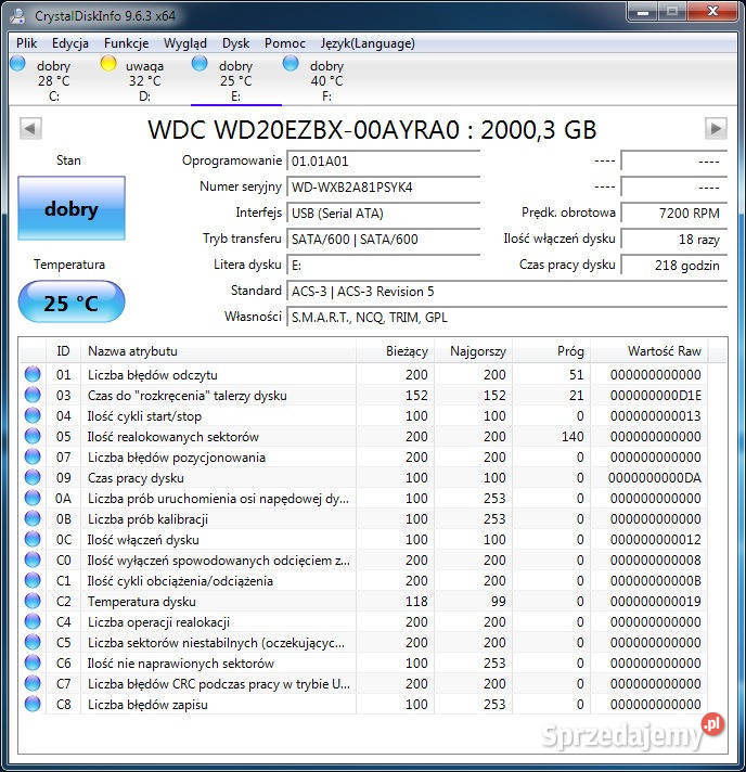 Dysk 2TB SATA3 Blue WD20EZBX 7200RPM 3,5” lubelskie Tomaszów Lubelski