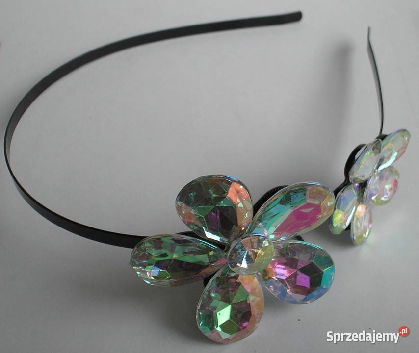 Opaska na głowę metalowa z kryształowym kwiatem Kraków