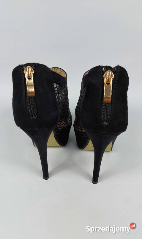 Damskie czarne szpilki zamszowe na platformie z Złoczew sprzedam