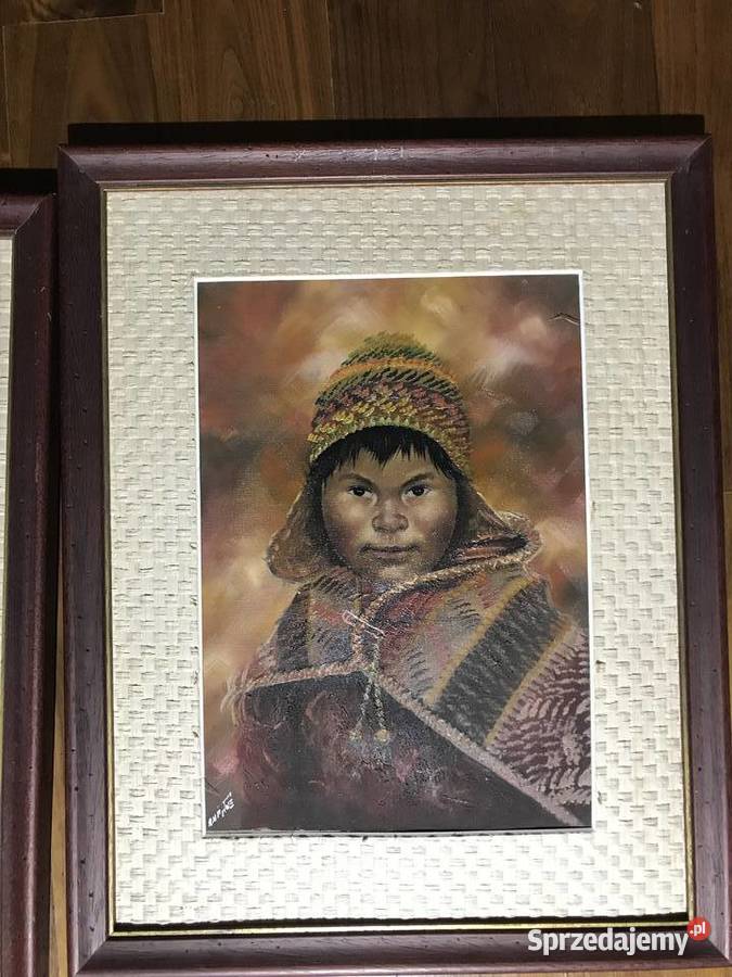 Piękny komplet olejowych obrazów z Peru Mikołów