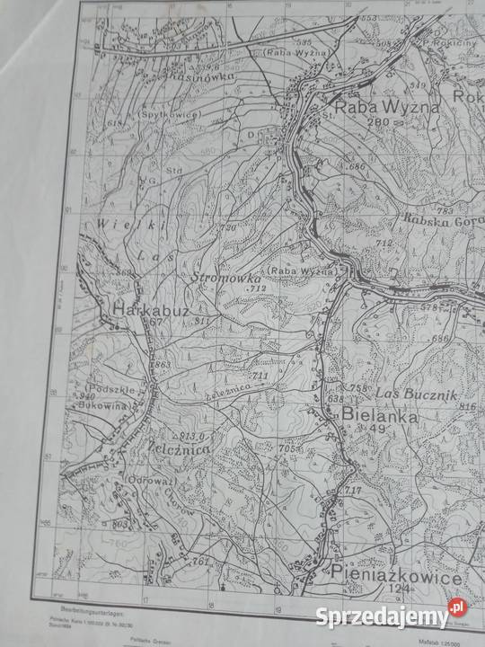 Mapa niemiecka Raba Wyżna i małopolskie Gdów