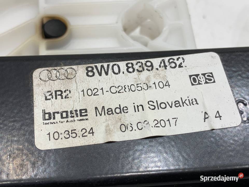 PODNOŚNIK SZYBY PRAWY TYŁ AUDI A4 B9 8W0839462 osobowe Mechanizmy opuszczania szyb