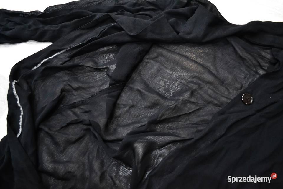 Prześwitująca czarna narzutka długa M L mgiełka Bluzki i koszule Płock sprzedam