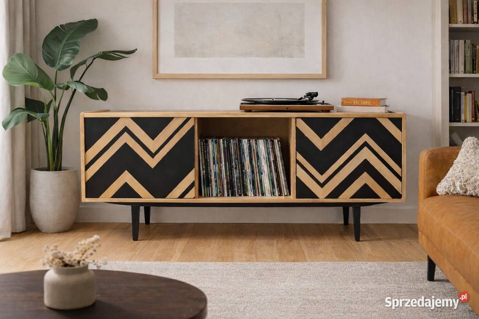 Komoda midcentury na winyle sprzęt audio do Komody lubelskie