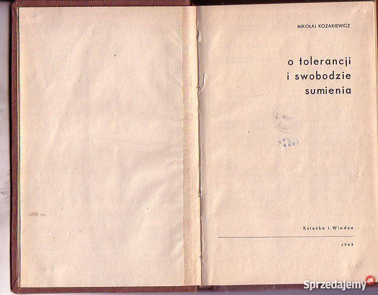 6447 O TOLERANCJI I SWOBODZIE SUMIENIA MIKOŁAJ małopolskie Czyrna