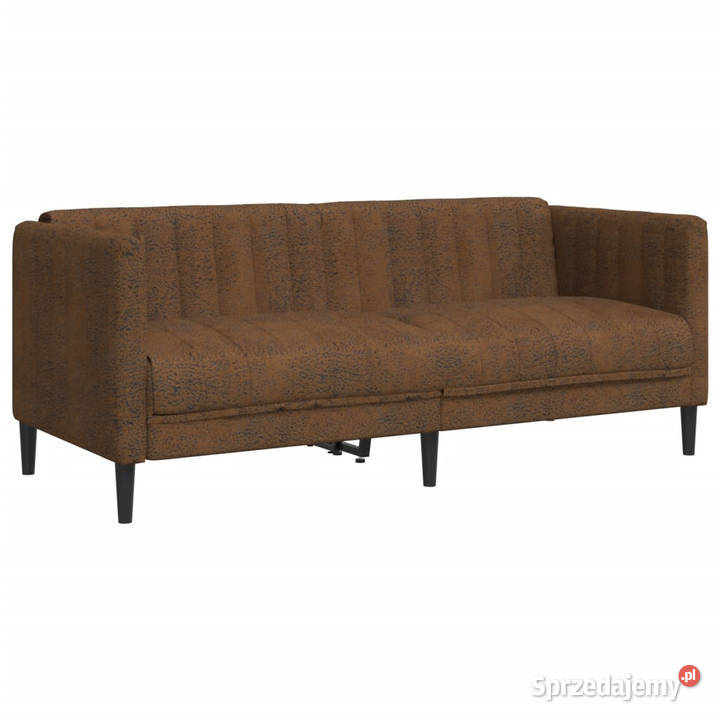 Sofa 2os brązowa sztuczna skóra zamszowa Sofy i kanapy