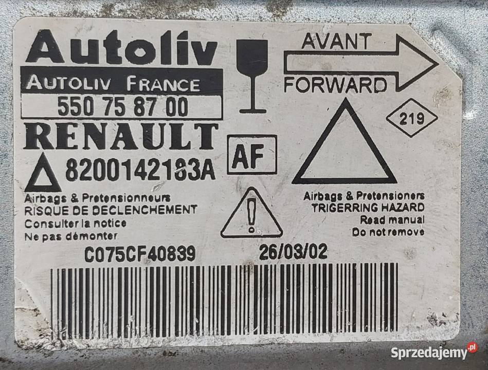 MODUŁ SENSOR AIRBAG RENAULT LAGUNA II Mielęcin