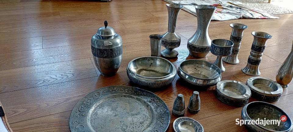 Cynowe naczynia dekoracyjne dolnośląskie