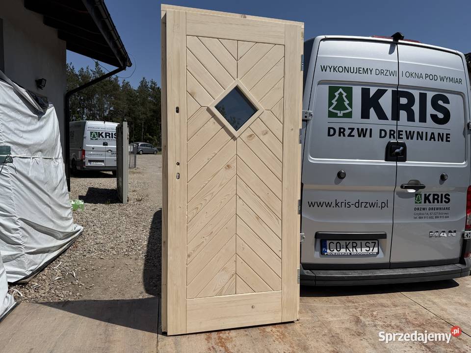 Drzwi zewnętrzne drewniane RĘKI świerkowe pomorskie sprzedam
